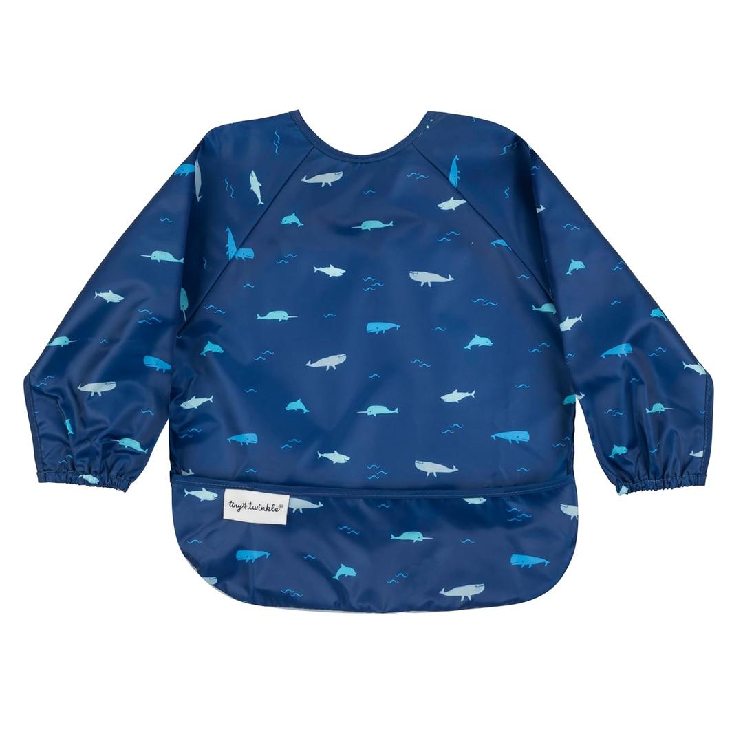 Tiny Twinkle Long Sleeve Bib for Babies & Toddlers  Waterproof Smock Bib for Eating  Machine Washable & Mess-Proof, Baby Feeding Essential & Shower Must-Have(Ocean Life, 624M)