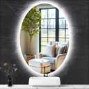 TiliKuly 16 x 24 Inch Oval Lighted Vanity Mirror with Lights Frameless Oval Backlit mirror for Bathroom Wall Oval LED Mirror Anti Fog 3 Color Dimmable 24 in Backlit Bathroom Oval Light up Smart Mirror