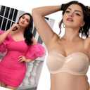 Women's Push up Strapless Bra for Large Breasts with Clear Straps, Never Move On Party Cup B/C/D/DD/DDD/G