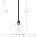 Tawson Black and Gold Pendant Light, Modern Globe Pendant Light, Island Pendant Lights with 6.5 inch Clear Globe Glass Shade for Kitchen Island, Hallway, Entryway, Dining Room, Bedroom