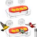 Redboat 2 Pack Window Hummingbird Feeder, Strong Suction Cup Hummingbird Feeder with 4 Feeding Ports, Easy to Clean and Refill Plastic Humming Bird Feeder,Gifts,10oz