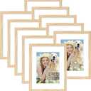 decorUhome 8.5x11 Picture Frame Set of 10, Display Photos 6x8 with Mat or 8.5x11 Unmatted for Picture Frames Collage Wall Decor, Natural