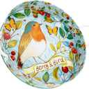 Berry&Bird Galvanized Metal Serving Tray with Handles, Round Metal Tray 14.97''D for Serving Indoor & Outdoor, Decorative Tray for Garden, Kitchen, Pantry, Wedding, Christmas, Easter (Green Robin)