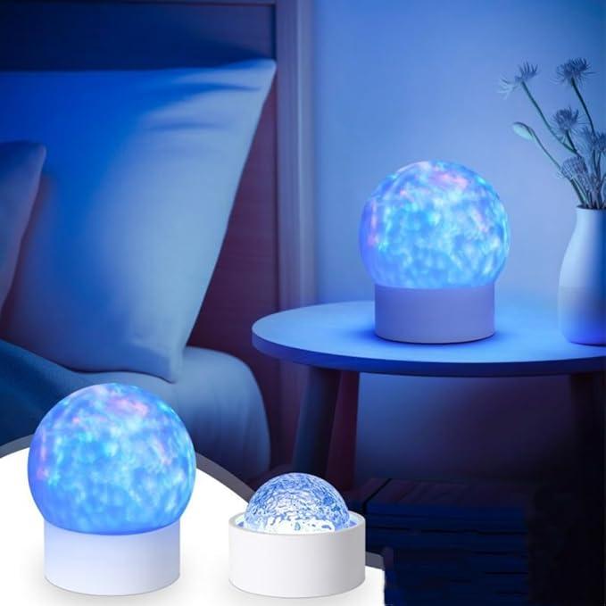 Starry Sky Rotating Water Ripple Night Light – 16 Color Ocean Wave Projector with Remote Control, Atmospheric Galaxy Projection Table Lamp for Kids, Teens, and Playrooms(Wave)