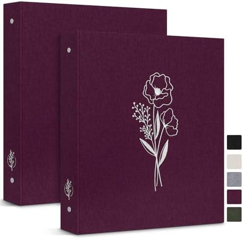 Lanpn Aesthetic 3 Ring Binder 6 Packs, Linen Hardcover 1 inch Round Rings Folder Holder Planner Fits Letter Size 8.5” x 11" Paper for Office School Journaling Collections (Purple)