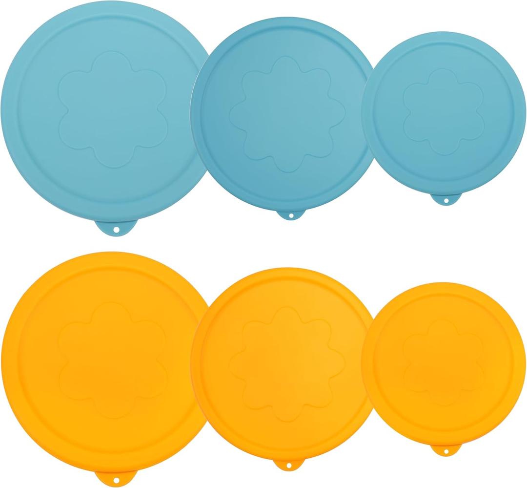 1 Cup 2 Cup 4 Cup Round Silicone Replacement Lids for Pyrex 7202-PC, 7200-PC, 7201-PC Glass Bowls, 6 Pack, Microwave & Dishwasher & Freezer Safe (Container not Included)