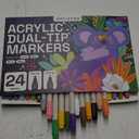 ARTISTRO 24 Dual Tip Acrylic Paint Markers, Acrylic Paint Pens, Fabric Markers for Textile, Rock, Glass, Wood, Paper, Ceramic, Canvas DIY Art Supplies Kit for Kids and Adults (Dual Tip Dot + Fine, 24)