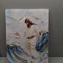 Abstract Jesus Walking On Water Canvas Wall Art Modern Religious Oil Painting Wall Decor Christian Gift Bible Verses Picture Print for Bedroom Living Room Modern Christian Poster Decoration Frame