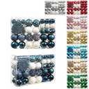 SY CRAFT 86 Pieces of Assorted Shatterproof Christmas Ball Snowflake Ornaments Seasonal Decorative Hanging Ornament Set with Hand-held Gift Package for Xmas Tree Decorations (Dark Blue, 86PCS)