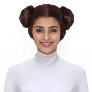 Yan Dream Women Center Party Short Brown Princess Hair Cosplay Costume Halloween Anime Wig with Bun