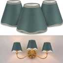 VIHOSE Set of 3 3" Top x 6" Bottom x 5"High Lamp Shade with Petal Edge, Fabric Scalloped Lampshade, for Floor Wall Table Lamps Living Room Bedroom Easy Assembly (Dark Green)