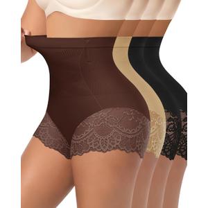 Women's High Waisted Underwear, Ladies Panties with Lace, Comfortable Briefs, 4 Pack (XXL)