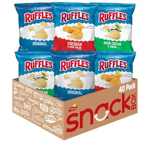 Ruffles Potato Chips Variety Pack, 40 Count (Best Before Dates: 02/25/2025 and 02/11/2025)