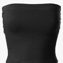 MixMatchy Women's Casual Summer Ruched Side Backless Double Layered Tube Top with Built in Shelf Bra S Black