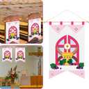 HunnmingRe First Communion Banner Kit for Girls and Boys, 12 x 18 Inches 1st Holy Communion Banner Kits Felt Catholic Gifts for Sunday School DIY Arts and Crafts(Stylish)