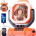AVV 20000mAh High Speed Portable Camping Rechargeable Fan with Remote Control, Battery Powered with Auto Oscillating with Camping Essentials Accessories for Outdoor, Beach, Patio, Tent, Orange