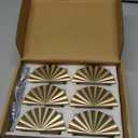 6 Pack Semicircle Sunflower Brushed Gold Cabinet Pulls,Brass Drawer Handles Knobs,Half Round Kitchen Cabinet Handles,Finger Edge Pulls Knobs with Screws (6, Brushed Gold, 2.5'' Hole Center)