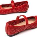 Trary Mary Jane Shoes Women, Hollow Flats for Women, Ballet Flats Shoes Round Toe Mary Jane Flats, Red Flats Shoes Dressy Comfortable Size 8