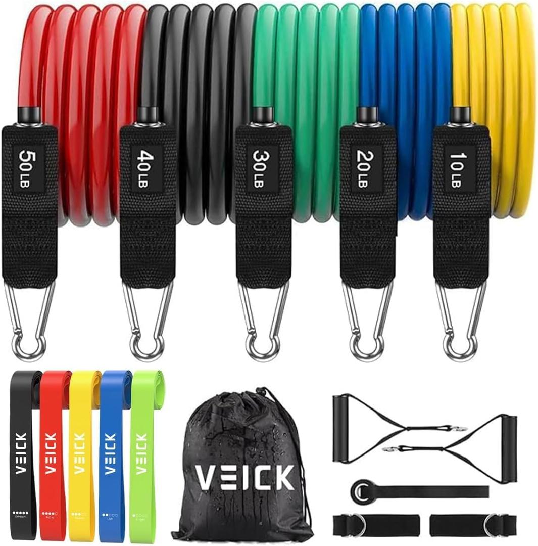 VEICK Resistance Bands, Exercise Bands, Workout Bands, Resistance Bands for Working Out with Handles for Men and Women, Exercising Bands for Fitness Weights Work Out at Home (Colorful)