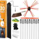 Sealegend 30 Feet Chimney Sweep Kit Chimney Brush, Chimney Cleaning Kit and Rotary Chimney Cleaning System, Fireplace Brush Tool with 9 Nylon Flexible Rods