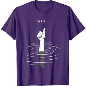 I'm Fine Like Hand Thumbs Up On Water Surface - I'm Fine T-Shirt (Purple, XXL)