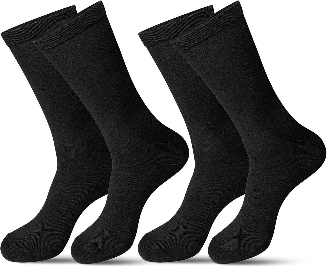 2 Pack Mens Dress Socks Combed Cotton Dress Crew Socks for Men Breathable Business/Casual Men's Socks Size 8-13