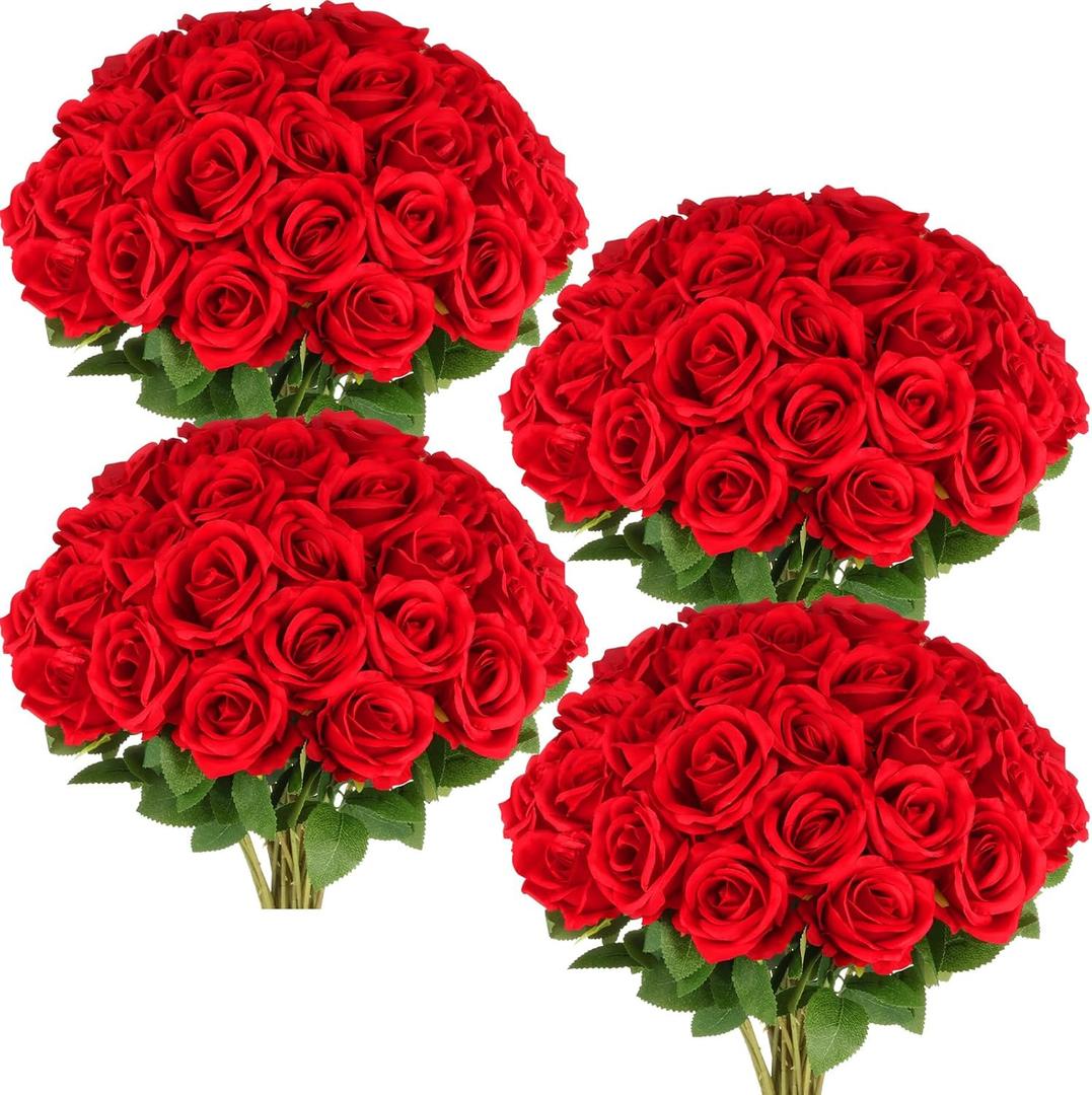 50 Pcs Artificial Red Rose Bluk Fake Flowers with Stem Realistic Silk Roses Bouquet Coffee Table Decor Flower Arrangement for Wedding Centerpieces Home Office Farmhouse Holiday Decorations 50 Pcs Artificial Red Rose Bluk Fake Flowers with Stem Realistic Silk Roses Bouquet Coffee Table Decor Flower Arrangement for Wedding Centerpieces Home Office Farmhouse Holiday Decorations