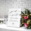 Pick a Seat Not a Side Wedding Sign - Wedding Table Decorations, 5x7inch (WS- 01)