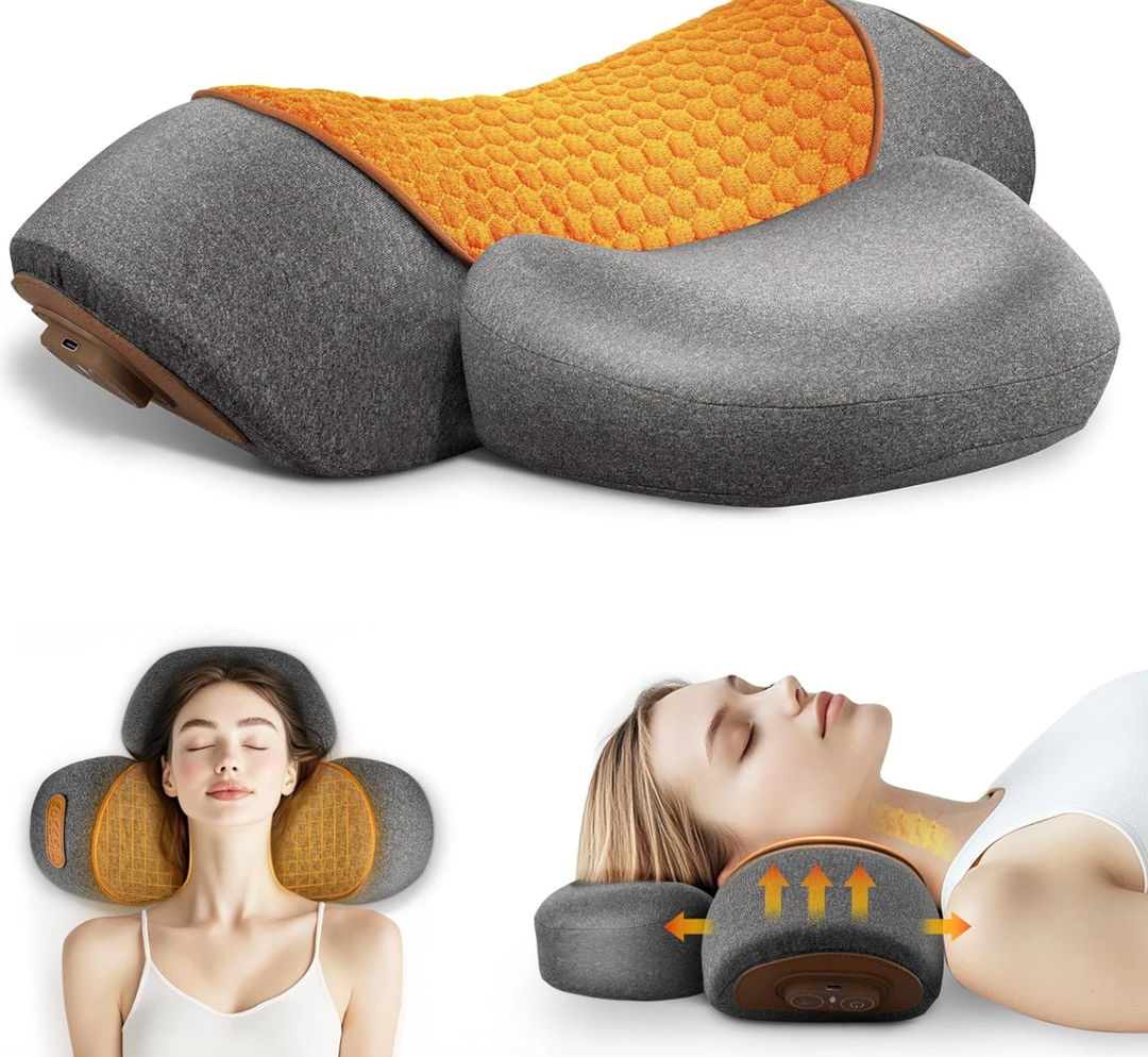 CARINIFY 3in1 Rechargeable Neck Massager Pillow  Pillow Massage Neck Hump for Shoulder Pain, Deep Tissue Pain Relief, with Heating and Traction Function, Hump Corrector for Women