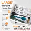 Criusia 30 Pack Large Clear Plastic Drawer Organizer Bins - Acrylic Kitchen Drawer Organization and Storage Dividers for Utensils Gadgets, Office Bathroom and Vanity Organizer for Makeup Accessoires, 
Product Dimensions	12"L x 6"W x 2"H
Item Weight	3.87 kg