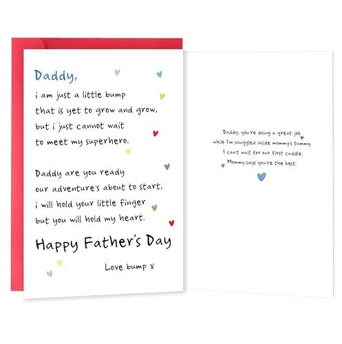 IDU Fathers Day Card Gift for Dad to be & New Father to be，Expectant Dad Father's Day Gifts Card from the Bump，Father's Day Gift from Unborn Baby，Pregnancy Announcement for Husband, 9 Pack