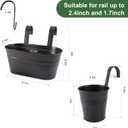 HowRU Metal Iron Flower Pots for Railing Fence Hanging Bucket Pots(5 Pcs) and Hanging Flower Pots Metal Iron Bucket Planter(10 Pcs) (Black)