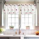 VOGOL Pink Floral Embroidered Window Valance, 42 x 18 Inches | Rod Pocket Top, Light Filtering, 1 Panel, Soft Drape, Easy to Hang, for Bedroom and Living Room Windows