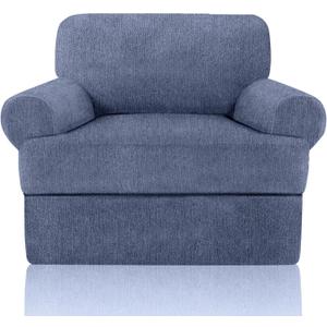 Sofa Cover 2 Pieces T Cushion Chair Covers with Arms Super Stretch Chair Slipcover for Living Room,Slip Cover Anti Slip Armchair Furniture Protector Pet Universal(Blue Grey, 1 Cushion)