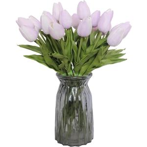 Artificial Flowers 10 Heads Mini Real Touch Artificial Tulip for Home Wedding Party Centerpiece Decoration (Light Purple)