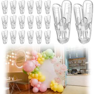 LemonRoad 20 Pack Balloon Arch Clips Plastic Spring Clamps 2.4 Inch Heavy Duty Clip for Balloon Arch Kit Birthday Decoration Crafts Backdrop Woodworking Photography Studios (Transparent)