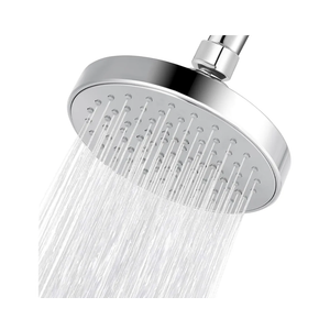 Pressure Shower Head AntiClogging Silicone Nozzles 2.5 GPM Removable Restrictor Easy to Clean Adjustable Replacement easy to install with Plumbers Tape 6 inch Classic Chrome Finish