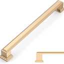 Amerdeco 10 Pack Brushed Brass Cabinet Pulls 10 Inch(256mm) Hole Center Gold Kitchen Cabinet Handles Cabinet Hardware for Bathroom Drawer Pulls ZH001