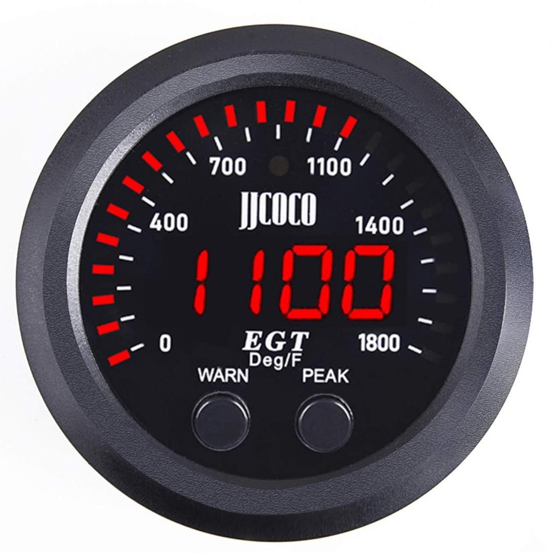 Exhaust Gas Temperature EGT Gauge Kit 21/16in 52mm Ultra Thin 01800 Red LED with Sensor and Dashboard Pod