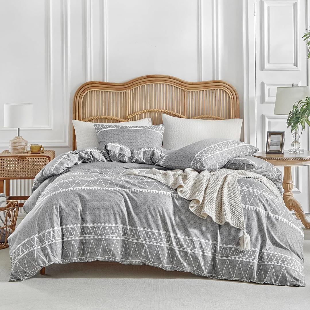 Lekesky Duvet Cover Queen Size, Grey Breathable Comforter Cover Queen Size 3pc Ultra Soft Brushed Bedding Duvet Cover Set with Zipper Ties (1 Duvet Cover 90x90 inches with 2 Pillow Cases)