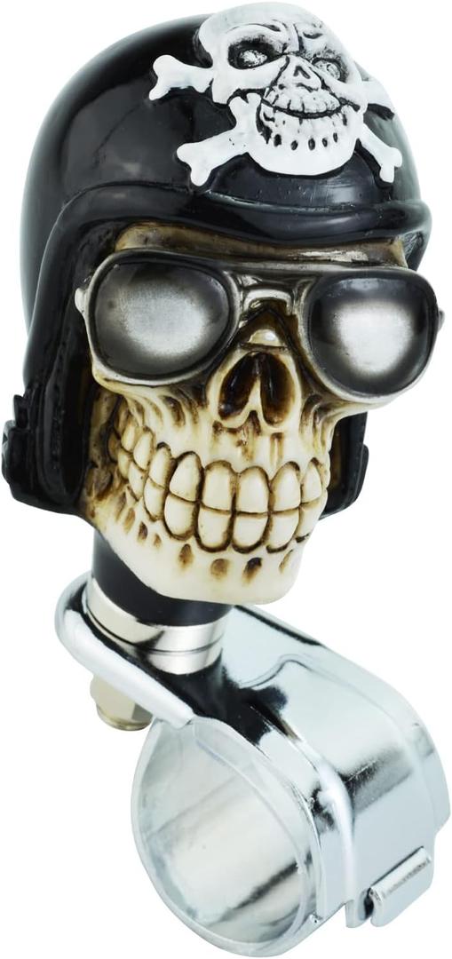 Skull Steering Spinner Power Booster Ball Heavy Car Wheel Turning Suicide Aid Knob for Most Manual Automotive Transmission Tractors (Black)