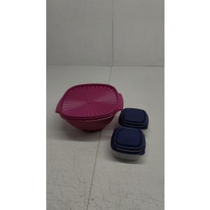 Set of 2: Fit & Fresh 1/2-Cup Snack Set, Condiment & Salad Dressing Containers, Reusable & Leakproof Lunch Containers, Perfect for Insulated Lunch Bag, Lunch Box & More, 2PK + Tupperware Servalier Salad Serving Bowl, 17 Cups, Round, Modern, Purple, Plastic, Injection Molded, Serving Bowl, Dishware/Bowls