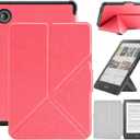 Case Compatible with 6" Kobo Clara Colour/BW (2024)/2E (2022)/Tolino Shine Color/Shine 5 (2024)/Shine 4 (2022), Includes a Screen Protector - Premium PU Leather Cover with Auto Sleep/Wake (One Size, Pink)