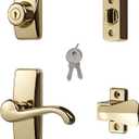 Ideal Security GL Door Lever Set with Keyed Deadbolt Lock for Storm and Screen Doors, Bright Brass (4-Piece Set)