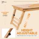 JELNER Adjustable Bamboo Laptop Desk with Cooling Fan, Foldable Bed Tray for Breakfast, Writing, and Drawing, with Tilting Top and Drawer, Portable Lap Desk for Bed, Sofa, and Floor, 11.8"D x 22.8"W x 9"H