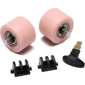 Kids Roller Skate Replacement Wheels with ABEC-5 Bearings - Double Wheel Set for 2-in-1 Skate Shoes, Includes 2 Wheels + 2 Cover Plates + Tool (Light Pink)