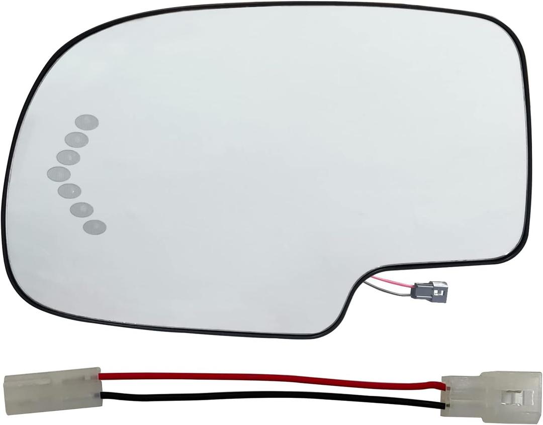 Driver Left Side Heated Mirror Glass Replacement for 2003-2007 Cadillac Escalade, Chevrolet Avalanche, Silverado, Tahoe, Sierra, Suburban, Yukon, With turn signal,Replace 88944391