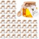 Baderke 30 Pack 3.4 oz Mini Hexagon Honey Jars with Spoon, Empty Plastic Honey Jars with Wooden Spoons Thank You Tag Cork Cap and Rope for Wedding Favors Baby Shower Party Guests Gifts Cork Cap