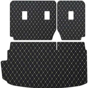 Cargo Mat & Backrest Mat Compatible with 2015-2025 Ford Edge (Include Rear Left and Right Side Panels) PU Leather All Weather Full Coverage Waterproof Trunk mat (Black & Beige Stitching)