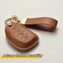 Key Fob Cover for Hyundai, Premium Leather Key Case Shell with Keychain for Hyundai Elantra GT Ioniq Sonata Tucson 4 Buttons (White)